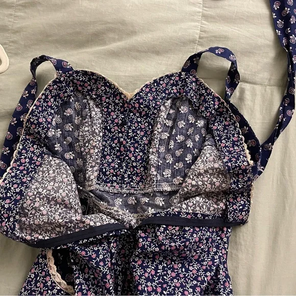 Gunne Sax by Jessica Mcclintock Calico Blue Dress Small Prairie - Picture 2 of 10